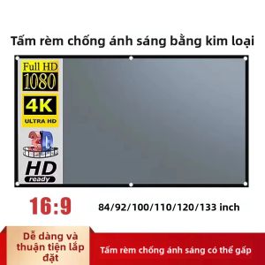Màn Chiếu Di Động Màu Xám Tỷ Lệ Khung Hình 16:9 Chống Ánh Sáng Kích Thước 60-150 Inch Dùng Cho Nhà Ngoài Trời Văn Phòng Tương Thích HD 3D
