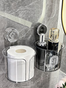 Suction Cup Tissue Box Bathroom Wall-Mounted Face Cloth Storage Box Bathroom Roll Stand Toilet Free Punch Tissue Box