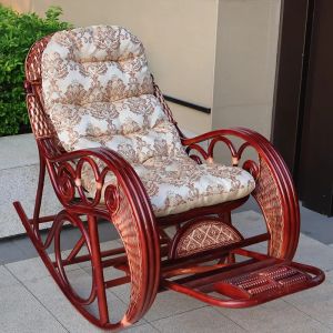 Natural Rattan Hammock Chair Leisure Lazy Chair Countryside Rattan Woven Rocking Chair Adult Lounger for Home Or Vacation Home