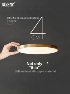 WIZKER | Ultra-thin Copper Luxury Gold Eye-protective Full-spectrum Ceiling Light
