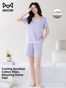 MiiOW | Bust Pads Faux Two-piece Bamboo Fiber Sleepwear Long Sleeve