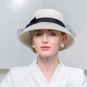 EE Autumn and Winter New Elegant Fleece Hat Mesh Bow Top Hat Winter Fashion Womens Hat