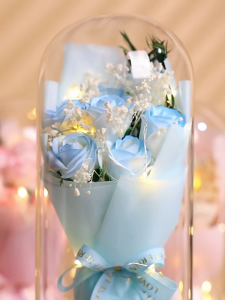 MeetYou Eternal Rose Bouquet with LED Galaxy Lights - 7Pcs Shatterproof Dome & Gift Bag Romantic Anniversary Gift for Her Birthday Christmas