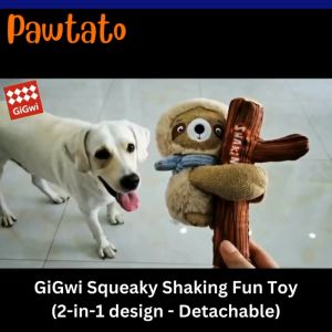[Official GiGwi Product Dealer] Gigwi Squeaky SHAKING FUN Animal Twig 2 in 1 Dog Toy Sounding Plush Pet Toys [100% Original]