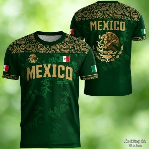 Áo Thun Thể Thao Nam In Hình Đại Bàng 3D Cờ Mexico Chất Liệu Polyester Dệt Kim Tay Ngắn Kiểu Dáng Thường Ngày Thích Hợp Mặc Nhà Cho Nam