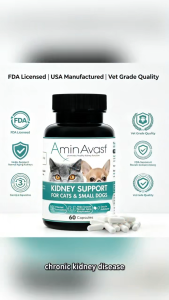 AminAvast Kidney Support for Cats & Small Dogs FDA Certified 60 Capsules