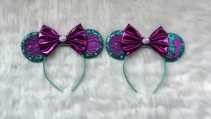 Little Mermaid Headband Sequins Mouse Ears Hair Bows Hairband Girls Hair Accessories Women Party Headwear Kids Princess Cosplay