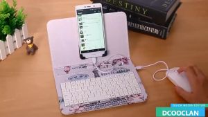 【New Version】Keyboard Mobile Phone Mouse Cover Portable 2 Cable Type-C Micro-Usb Wired Keyboard and Mouse Set with Bracket Protective Cover Cute Online Class Learning Office Unive