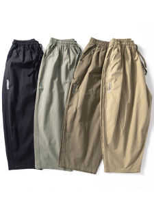 สไตล์ญี่ปุ่นหลวมกางเกงกระโปรงสําหรับชายฤดูใบไม้ผลิฤดูร้อนน้ําหนักเบาสบายๆอินเทรนด์StreetwearกลางเอวกางเกงCroppedสีกากี