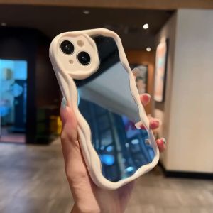 NEW MIRROR WAVY for Oppo A36 A76 A96 Relame9i A57 2022 A77S A58 4G A74 4G A95 RENO 4F 5 6 4G 7Z 8Z REALMEC2 A1K C15 C25 C55 softcase silicone wave case dengan kaca new design trendy korean case