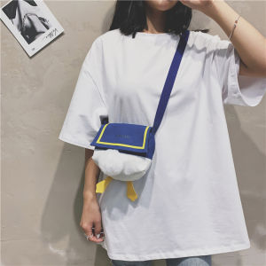 2025 Summer Trendy Canvas Duck Butt Crossbody Bag Artistic Shoulder Bag Breathable Soft Polyester Casual Daily Use