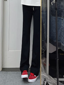 Quần Ống Loe Đen Cho Nam Mùa Hè Phong Cách Đường Phố Mỹ Quần Dài Ống Đứng Mỏng Bằng Lụa Băng Cỡ Lớn Quần Dài Thường Ngày