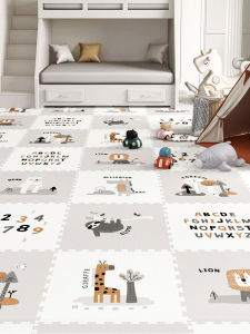 Thickened Beige Baby Crawling Mat XPE Foam Interlocking Non-toxic Eco-friendly Moisture-proof Children Play Mat Rainbow Pattern