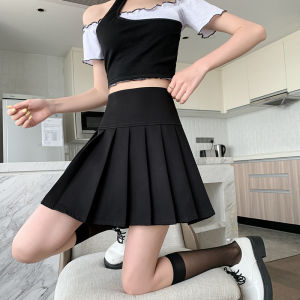 High Waist Grey Pleated Skirt Womens Summer Mini Skirt Cute Style Slimming Short JK Skirt Bicolor Patchwork Bicycle Riding