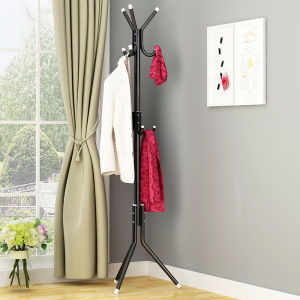Coat Rack Hanger Indoor Single Pole Double Pole Bedroom Pole Hanging Clothes Rack Portable Clothes Garment Rack Clothes Hat Hooks Hanger Organizer