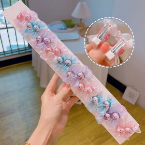 Childrens Hair Accessories round Ice Princess Butterfly Knot Hair Clips Baby Girls Hair Bands Fringe Clips Cartoon Style