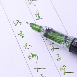 ปากกาหมึกสีน้ำเงินแบบโปร่งใส ปากกาหมึกสูตรผสมอัลลอยด์สำหรับการวาดภาพและเขียนจีน ปากกาหมึกดินสอแบบโค้ง เครื่องมือสำหรับผู้ใหญ่