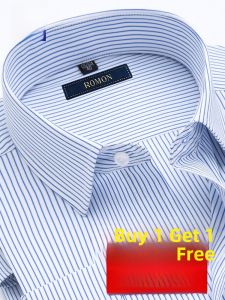 ROMON | Business Casual Mens Striped Shirt