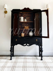 Rustic Solid Wood Dining Sideboard Living Room Entry Glass Display Cabinet American Country Carved Home Wine Cabinet