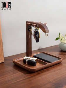 High-End Walnut Key Holder Entrance Decorative Item Dragon Head Style Solid Wood Key Storage Rack for Hallway And Living Room