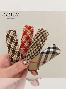 กิ๊บติดผมยางพาราหนาสำหรับผู้หญิง ทรงหางปลา ลายสก็อต ตกแต่งผมด้านหน้า กิ๊บติดผมแบบอเนกประสงค์ สไตล์เกาหลี