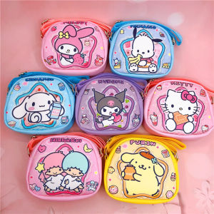 ULEEK  Sanrio Hello Kitty Purin Coin Purse My Melody Backpack Kuromi Cinnamoroll Pu Wallet Pochacco Pompom Card Bag