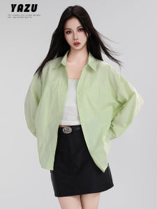 เสื้อเชิ้ตผู้หญิงแขนยาวทรงหลวมสไตล์สตรีท ผ้าฝ้ายแท้ คอกลม ทรงปกติ ฤดูใบไม้ผลิ 2025 เสื้อผ้าทำงานลำลอง