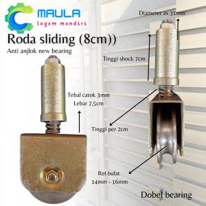 Roda sliding uk 8cm anti anjlok new bearing