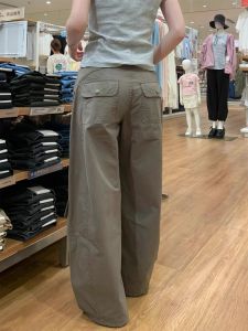 กางเกงยีนส์ทรงหลวมเอวสูงสำหรับผู้หญิงในฤดูใบไม้ร่วงปี 2025 กางเกงขายาวทรงหลวมสไตล์ลำลองมีกระเป๋าหลายช่อง