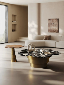 Luxury Design Irregular Shaped Marble Petal Tea Table