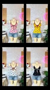 #SOFIA FASHION-PATRICE SPAGHETTI TOP COTTON SPANDEX FABRIC FREESIZE ️SUMMER WEAR BEACH