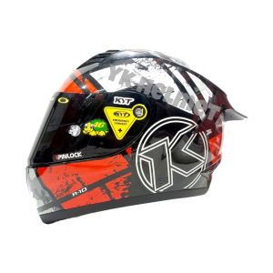 PAKET GANTENG HELM KYT R10 motif seri#3 black white red