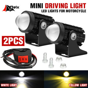 2PCS mini driving light led lights for motorcycle Super Bright Mini Driving Light Set White+Yellow 2 Color  Motorcycle Headlight