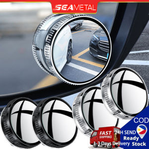 SEAMETAL 2x Car Reversing Blind Spot Mirror 360° Wide-angle Adjustable Rotating Convex Rear View Glass Auxiliary Monitor