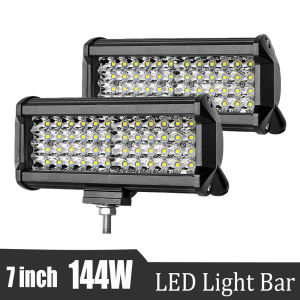 (Dikirim Dari Jakarta) 7Inci 144W Lampu Kabut LED Untuk Mobil SUV Truk 4X4 ATV Lampu Sorot Flood Beam LED Kerja Lampu Bar Off Road Lampu Kabut Mengemudi
