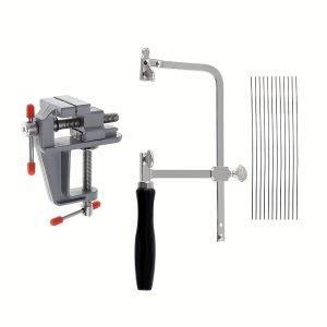 Professional Jewelry Saw Tool Kit with an Adjustable Saw Frame Includes 12 Saw Blades And a Mini Bench Vise with Clamps for Jew