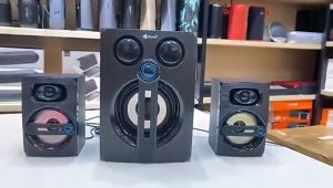 Speaker Bluetooth Kisonli TM-9000A Subwoofer USB TF Card Push Button Switch & Remote Control - KMS - 2.1 Channel Sound, 5V USB Powered, Easy Volume Control