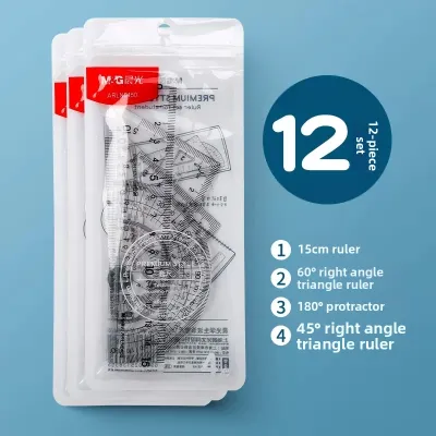 M&G | Student Use Ruler Set with Protractor and Triangle Ruler 15cm