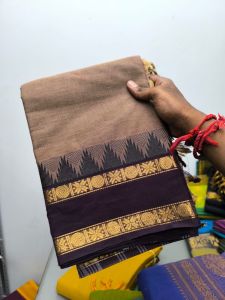 SG Ready Stock- Pure Kanchi Cotton-Most Hit Online Trending Coffee Brown Saree- Premium Quality 100 Count Saree Collections