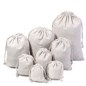 5-10Pcs/Lot Natural Linen Burlap Bags Jute Gift Bag Drawstring Gift Bags Ornament Pouch Cosmetic Washing Storage Candy Party Bag