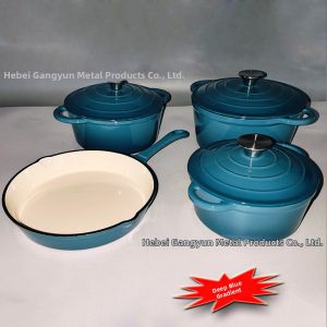 Cast Iron Enamel Pot Four Piece Set