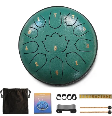 Steel Tongue Drum 6 Inch 11 Notes Glucophone Ethereal Music Drum Percussion instrument for Yoga Meditation