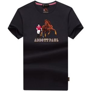 High-End Red Cotton Mens T-Shirt Short Sleeve Loose Fit Summer Fashion Urban Style Paul Brand Logo Print Antibacterial Fabric