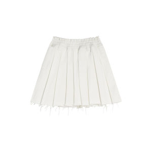 NIHAOKANONG | Chân Váy Mini A-Line Đai Dây Co Giãn Có Gấu Xước Nếp