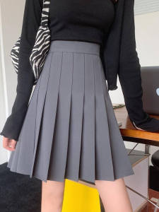 Spring Autumn College Style Long A-Line Skirt Womens Sweet High Waist Slimming plus Size Pleated Skirt Half Body Skirt