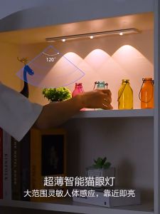 3 Colors Smart Motion Sensor LED Light Strip Bedroom Wardrobe Lights Smartled Cateye Light Rechargable All-day sensing