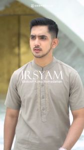 Coop Design - Irsyam Koko Pria Kerah Changi Collarless Katun Lengan Pendek Dengan Bordir
