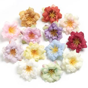 ดอกไม้ไหมเทียมตกแต่งปาร์ตี้งานแต่งงานกำแพงดอกไม้บ้านหัวดอกไม้ปลอม5ชิ้นแบบทำมือเป็นของขวัญตกพวงดอกไม้ประดับศีรษะงานฝีมือดอกไม้จำลอง