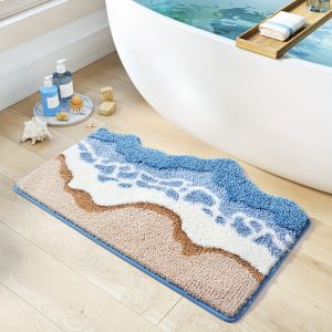 VIKAMA Bathroom Water-Absorbing Toilet Floor Rug Imitation Cashmere Stain-Resistant And Easy To Clean Door Mat For Home Decor