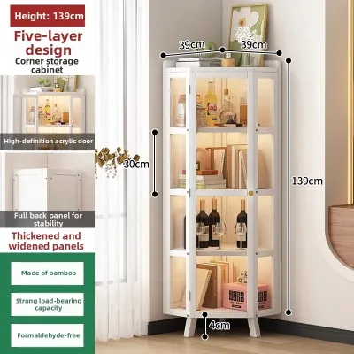 Modern Minimalist Corner Cabinet Multi-Layer Floor-standing Dustproof Triangle Storage Rack for Living Room Bedroom Kitchen